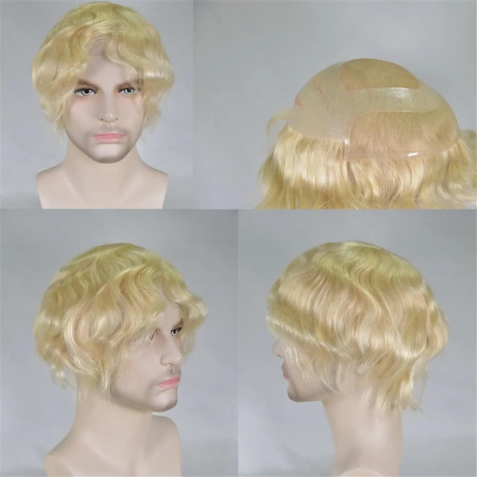 Tupecik męski Peruka z ludzkimi włosami koronkowa dla mężczyzn 8x10 Blond kolor 613#