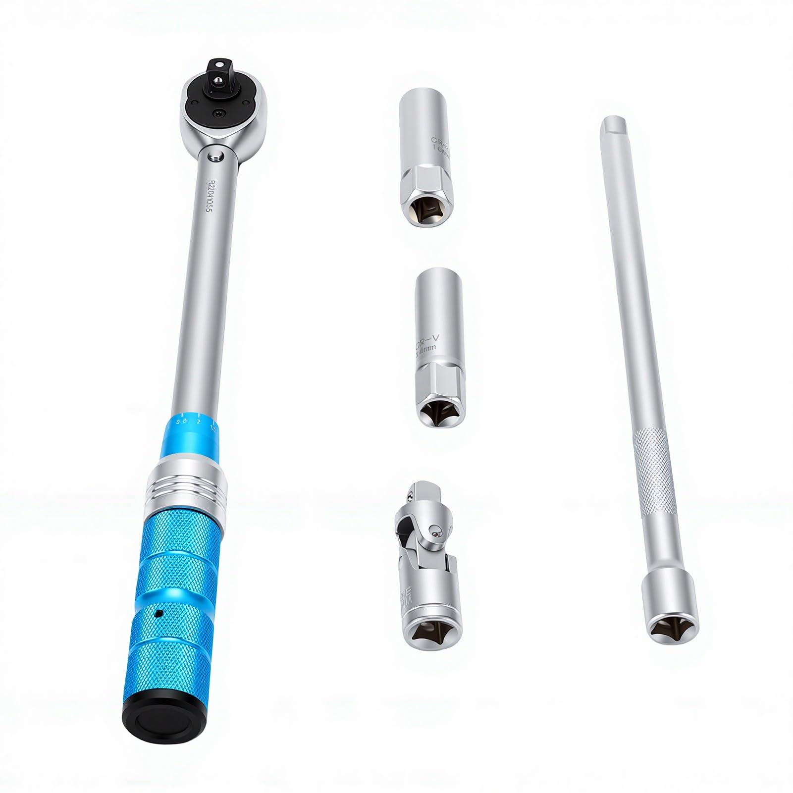 SIXRUN Set Chiavi Dinamometriche, Chiave Dinamometrica Automobilistica in Acciaio Legato CRV con Doppia Scala e 5 Angoli di Oscillazione, Kit di Attrezzi per Prese Bit per Manutenzione Bici Auto