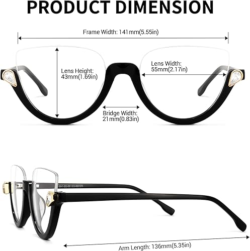 Miniatura 4 de Zeelool Elegante marco de lentes de ojo de gato sin montura para mujer con lente transparente sin receta Felicia VHP0189