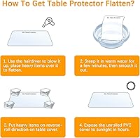 Vista 7 de Protector de Mesa Transparente de 12 X 14 Pulgadas de Plástico Grueso Cubierta Protectora de Mesa Impermeable de PVC Transparente Mantel Protector