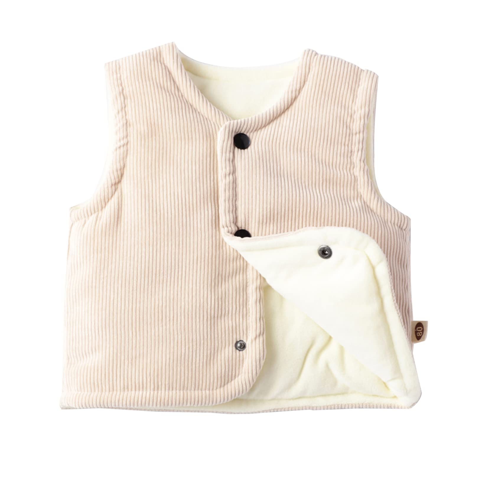 Kaerm Newborn Baby Boys Girls Vest Sleeveless Button Down Tank Tops Warm Cotton Coat Lightweight Jacket Beige A 5-6 Years