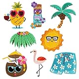 8 Pcs Hawaiian Embroidered Patches Applique Luau Tiki Flamingo Pineapple Sew Iron on Repair Patch Summer Hawaii Tropical DIY Crafts Decorative Gifts for Clothing Jacket Jeans Pants Backpack Hat
