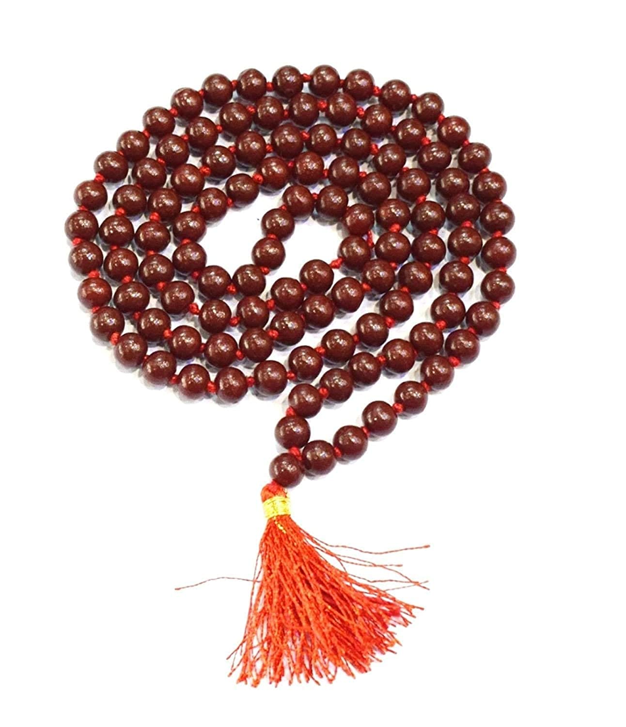 Mala In Legno Di Sandalo Naturale 108+1 Perline Da 8mm - Rosario Per Pooja E Meditazione, Bracciale/Collana Di Preghiera, Corda Safed Chandan