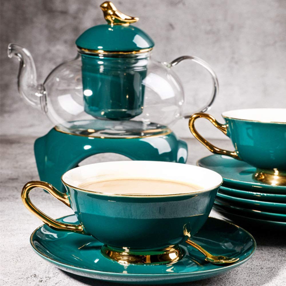 XINGYU Zestawy do herbaty w stylu europejskim glazurowana porcelana serwis do kawy i herbaty z 6 częściami filiżanek i 6 spodkami popopołudniową herbatą naczynie do picia zestaw do kawy do domu