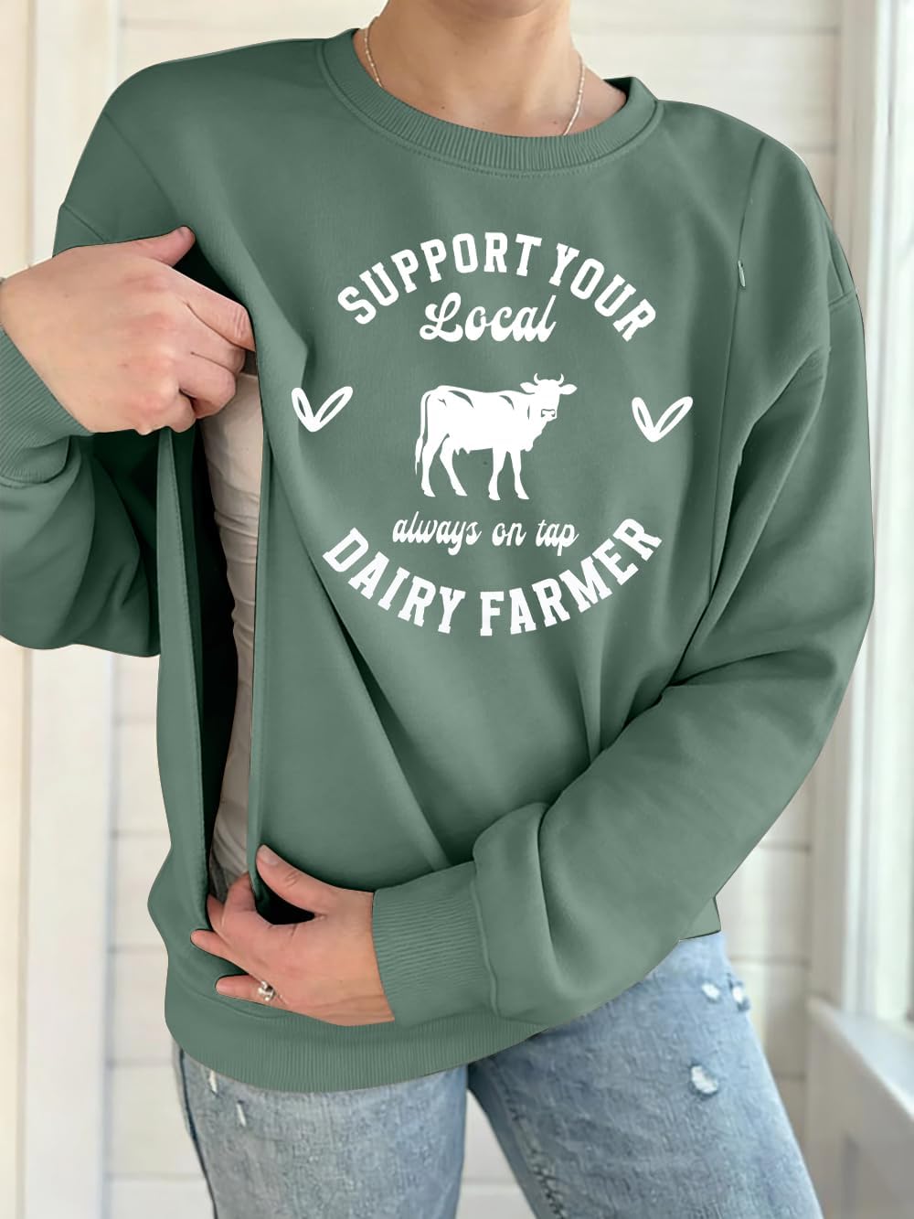 UNIQUEONE Women Nursing Sweatshirts for Breastfeeding Hidden Zipper Maternity Tops Long Sleeve Pullover Casual Clothes