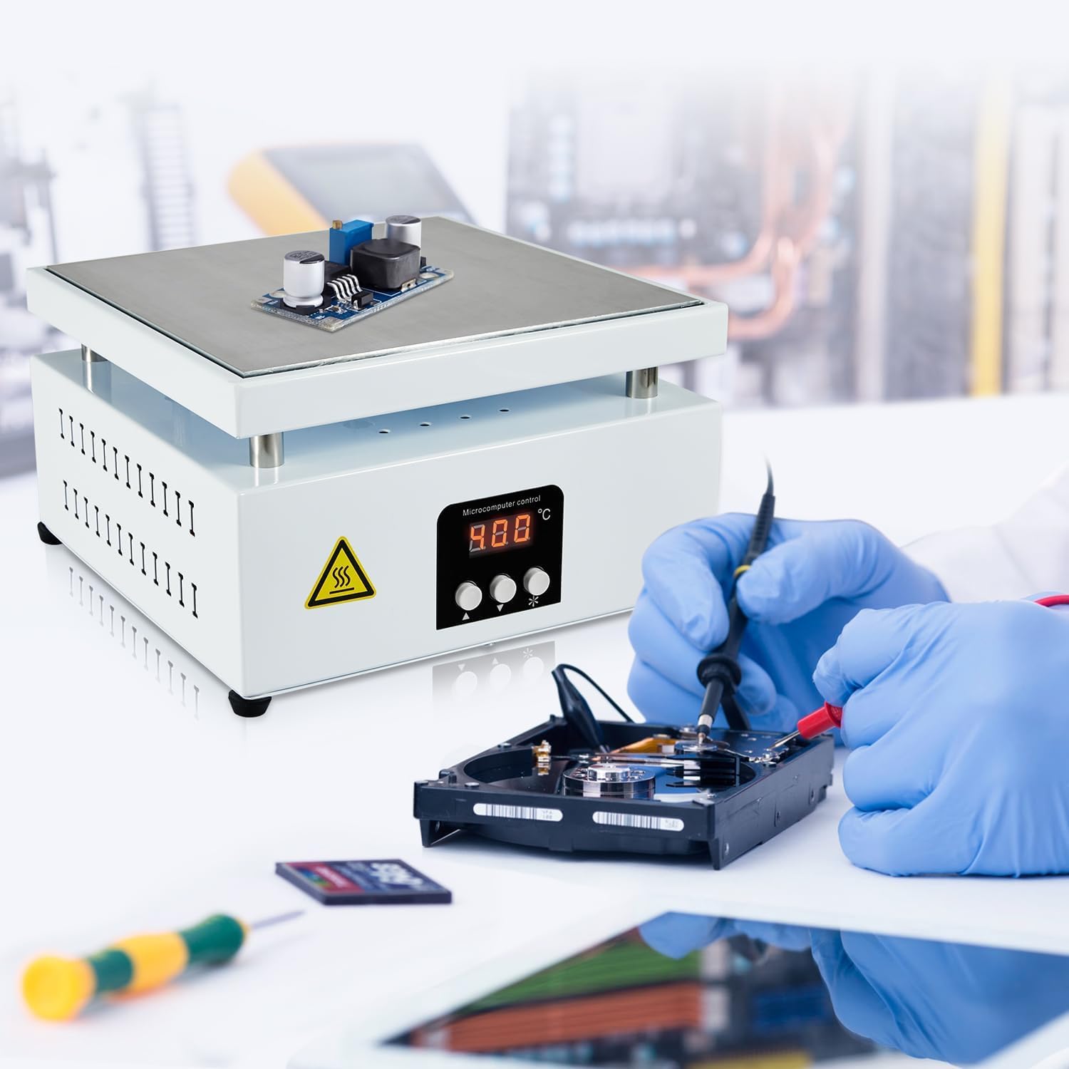800W Heizplatte 400°C Vorwärmstation Digital Elektronisch LED-Mikrocomputer mit LED-Display EU-Stecker 20 * 20cm