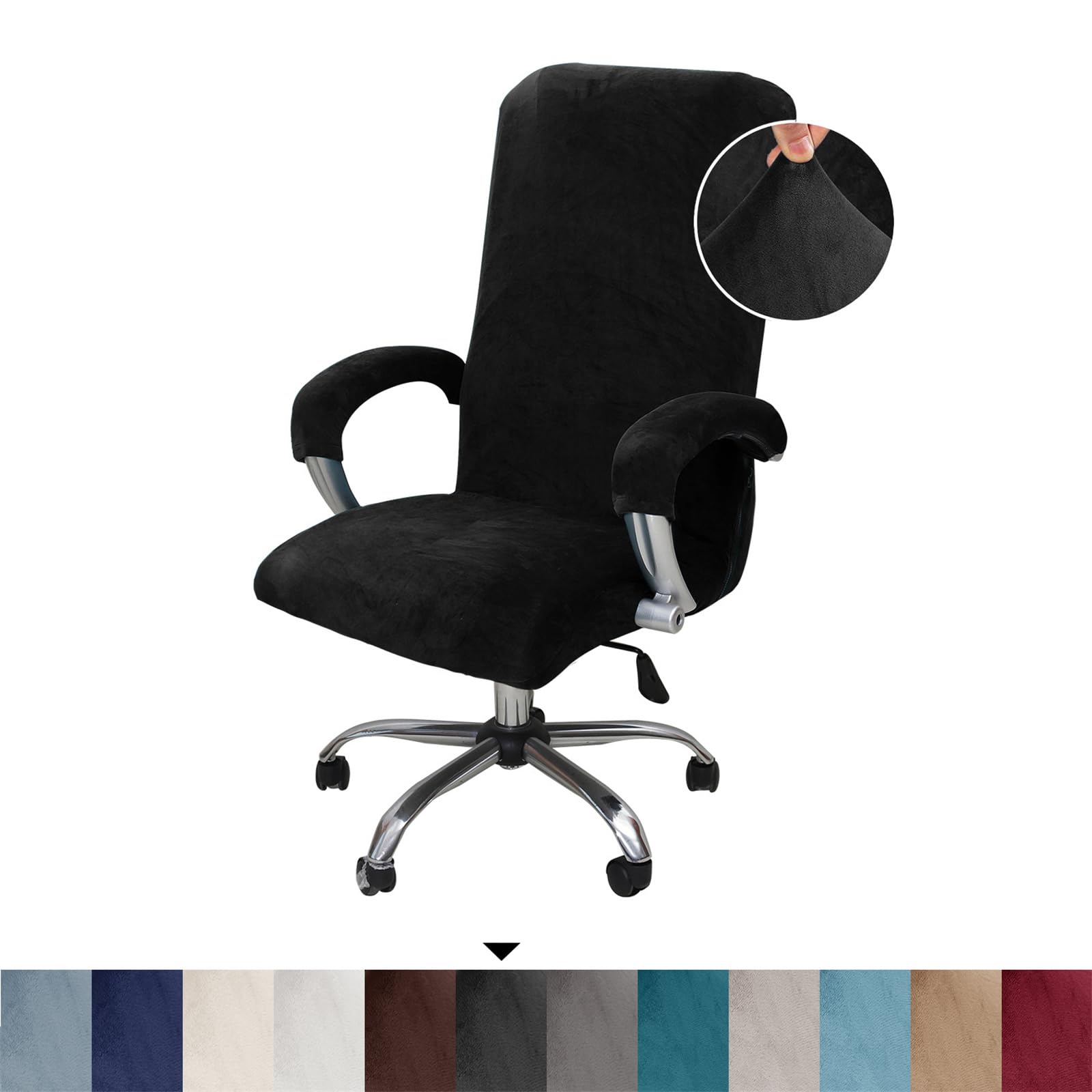 BXFUL Funda para Silla de Oficina, Estilo Moderno Cubierta de la Silla de la Oficina de la computadora Antipolvo Cubierta Protectora para Sillón Oficina Silla (Negro,Large) OEKO-TEX STANDARD 100