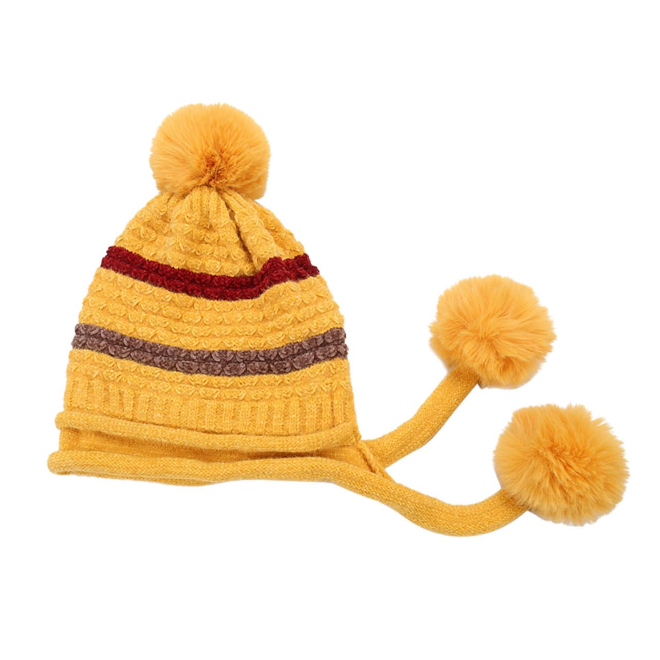 SHERCHPRY 2piezas Gorro De Lana para Mujer Pompones Sombrero Cálido para Esquiar y Actividades Al Aire Diseño Ligero y Elástico Color Amarillo