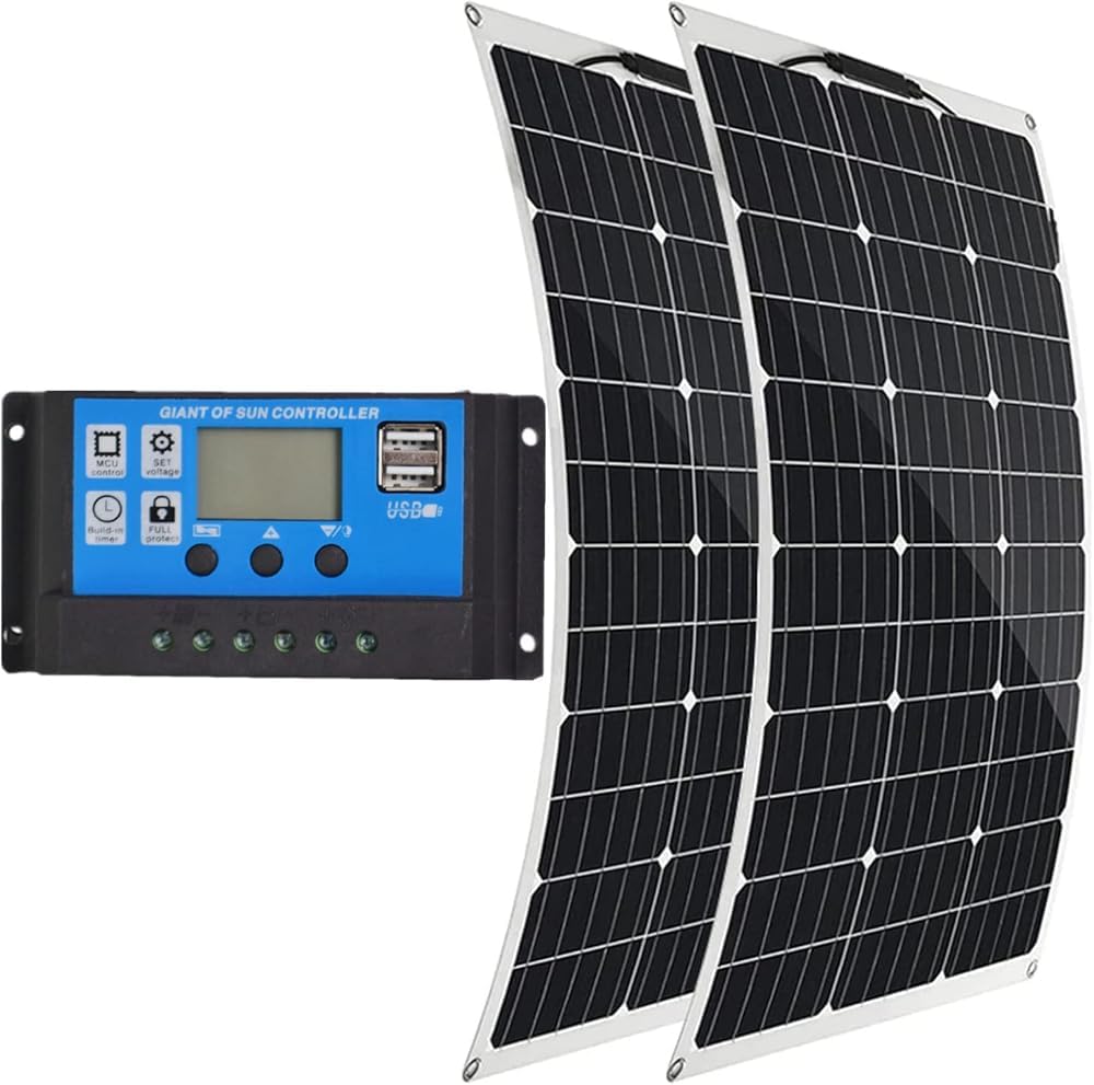 Panel Solar de 1000 W y 18 V, 2 Paneles solares monocristalinos de 500 W, módulo Solar monocristalino Flexible, Cargador Solar portátil e Impermeable para Camping, Barcos y caravanas.