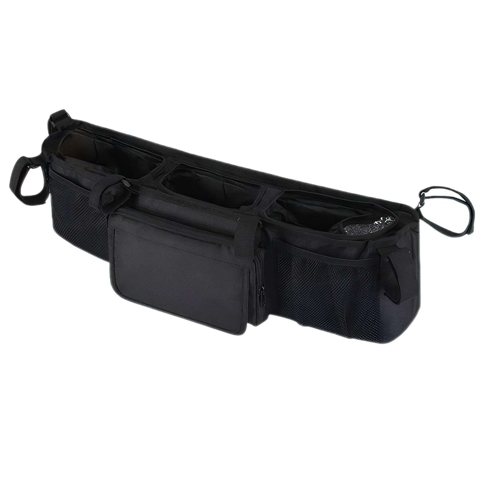 Double Stroller Caddy | Foldable Lightweight 3 Compartments Organization - Compact Stroller Caddy - for Travel Daily Baby Home Outdoor Camping Walking Home