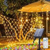 Tdbest Solar LED Lichternetz, 3 x 2M 200 LED Lichterkette Netz,8 Modi Lichterkettennetz Mit Memory Funktion,IP44 Wasserdicht Lichtketten Innen Außen für Weihnachten Hochzeit Party