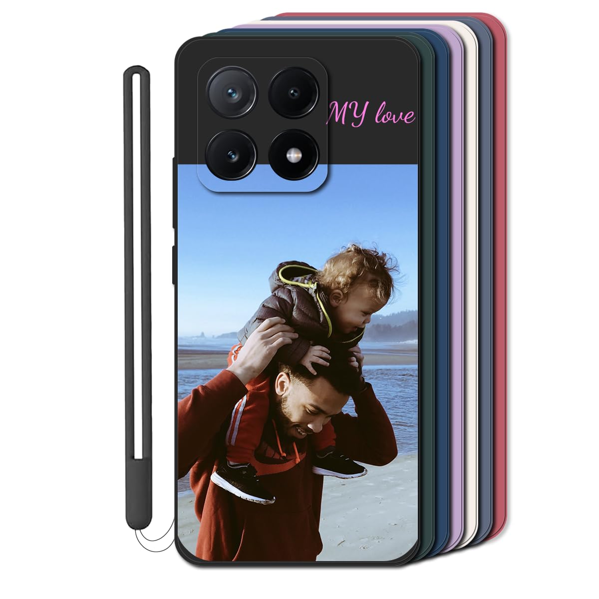 Personalized Custom Phone case Compatible with Xiaomi Poco X6 PRO,Customize Your Own/Picture/Photo/Handwritten Name/Text Silicone Soft Rubber Lanyard Cover Original Gifts Xiaomi Poco X6 PRO Photo&Text