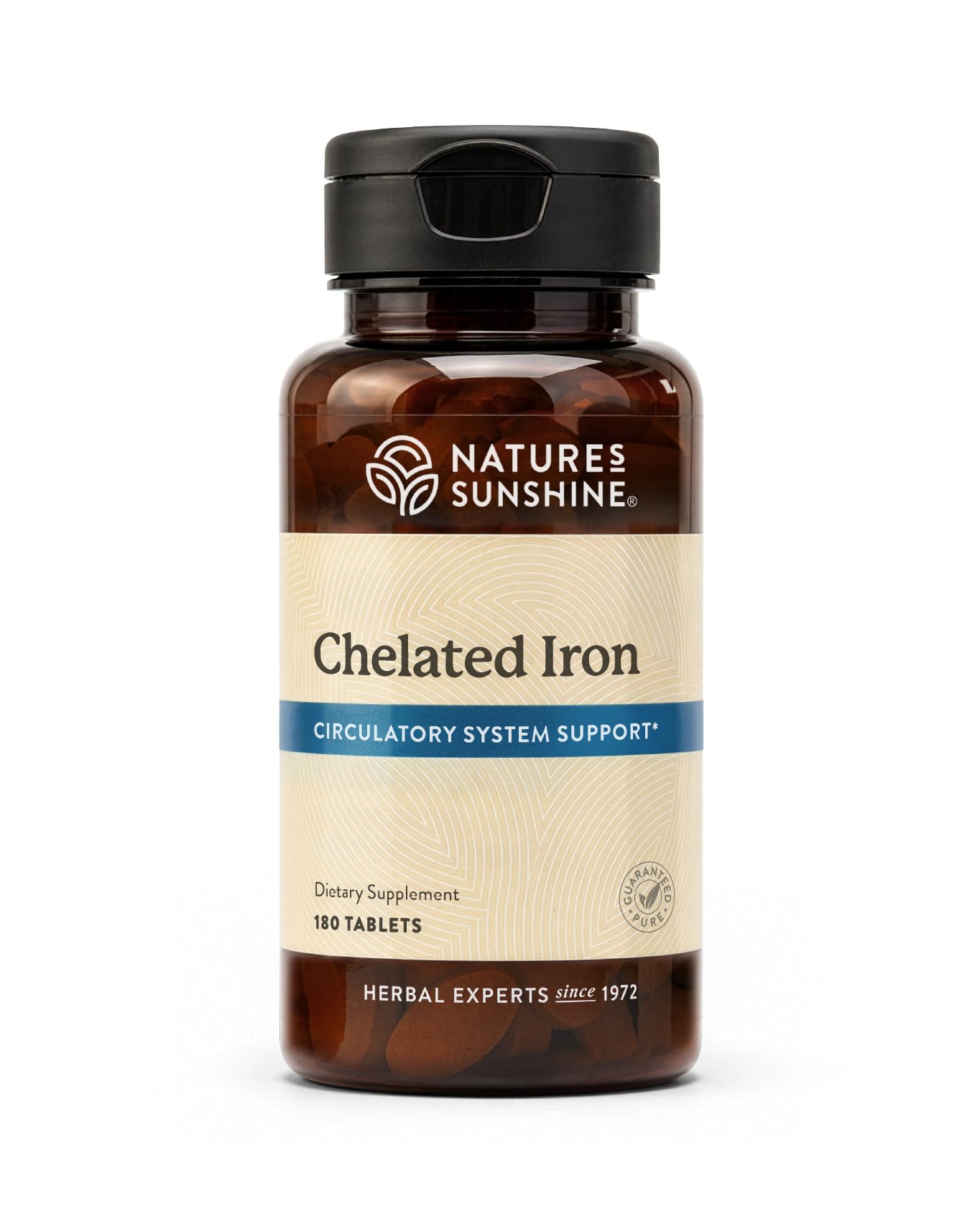 Nature's Sunshine Iron-Chelated 25mg, 180 Tablets | Provides Circulatory System Support, Helps the Transport of Oxygen to the Tissues, and Provides 25 mg Iron per Tablet