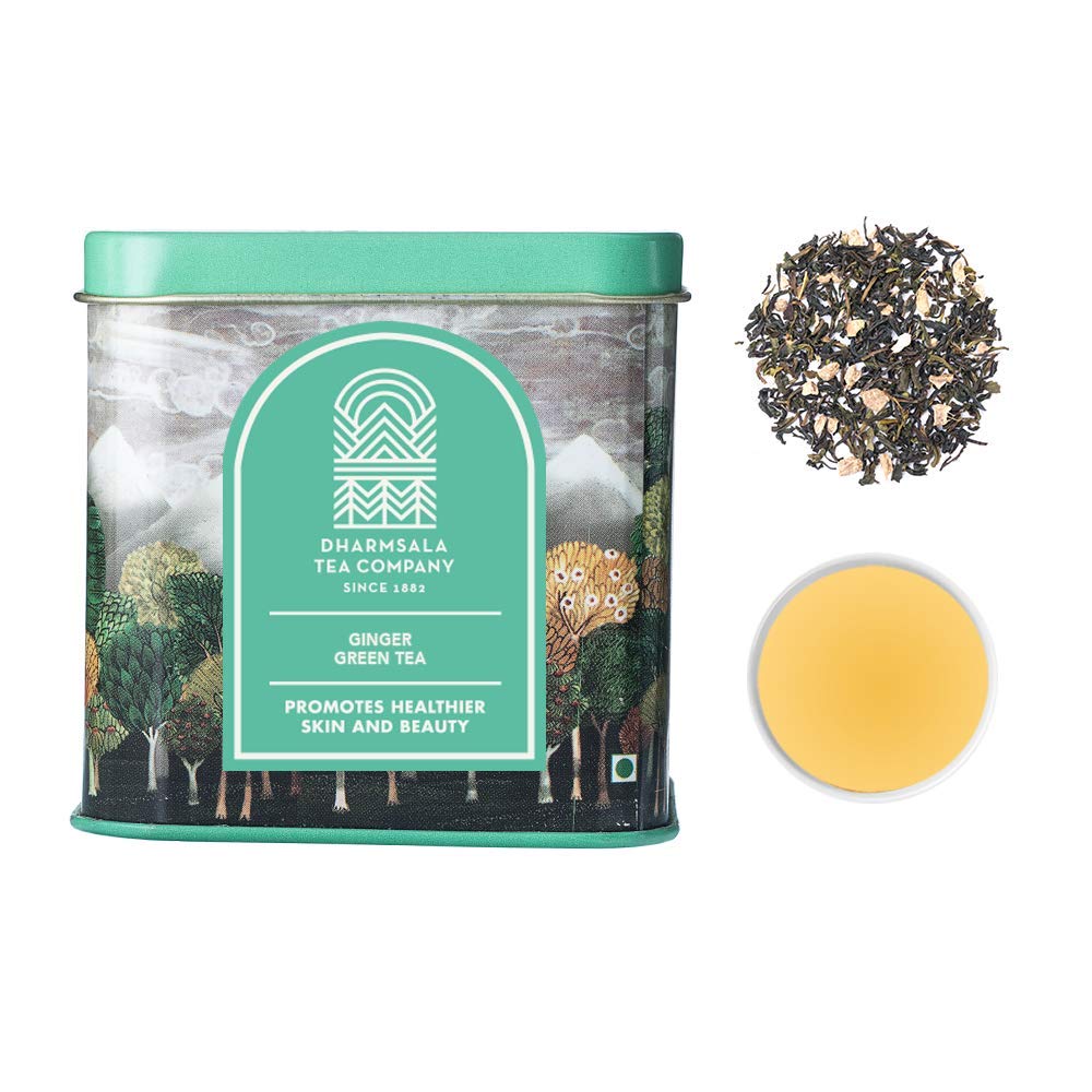 Dharmsala Tea Company Certified Himalayan Whole Ginger Green Loose Tea Leaves -100 gm Pouch, 50 Cups-image-34