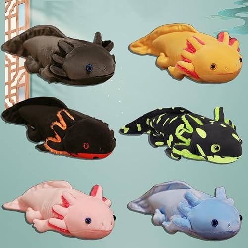 Miniatura 7 de Nohito Juguete de peluche de ajolote de simulación de 19.6 pulgadas, peluche suave Kawaii de peluche de ajolote rosa (amarillo)