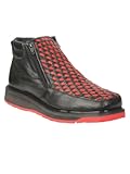 Men&apos;s El General Ankle Boots Petatillo Leather Square Toe Zipper Basket Weave