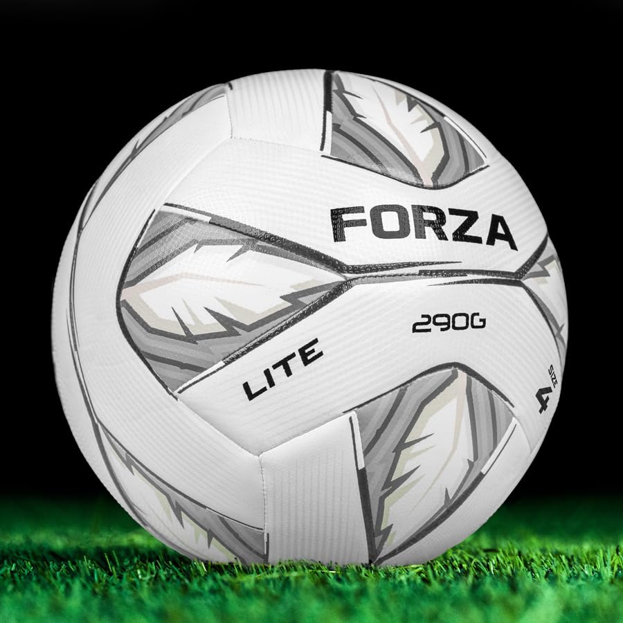 FORZA Lite & UltraLite Football [Sizes 3,4 & 5] | Lightweight Training Ball for Youth & Injury Rehab | Low Impact Ball for Heading Drills, Recovery & Schools (Lite Football, Size 4 - Pack of 3)