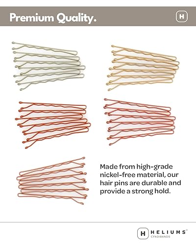 Miniatura 4 de Heliums Bobby Pins - Horquillas onduladas de 2 pulgadas, color metálico mate para cabello rubio medio a oscuro, 48 unidades