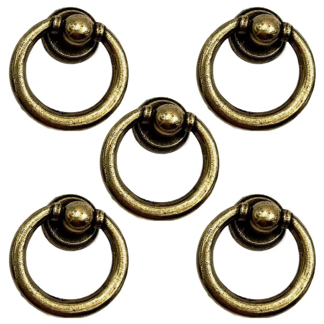 YDHSIKK Drawer Handles, Zinc Alloy Cabinet Knobs Drawer Pulls Handles Pack of 5 Multicolor 35-40mm Diameter(Retro Bronze,35mm Diameter)