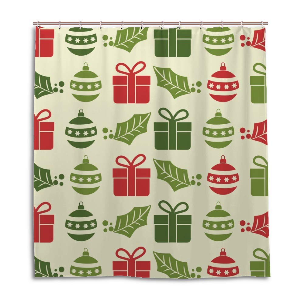 Rideau de douche en polyester Noël vert 152x183 cm pour salle de bain