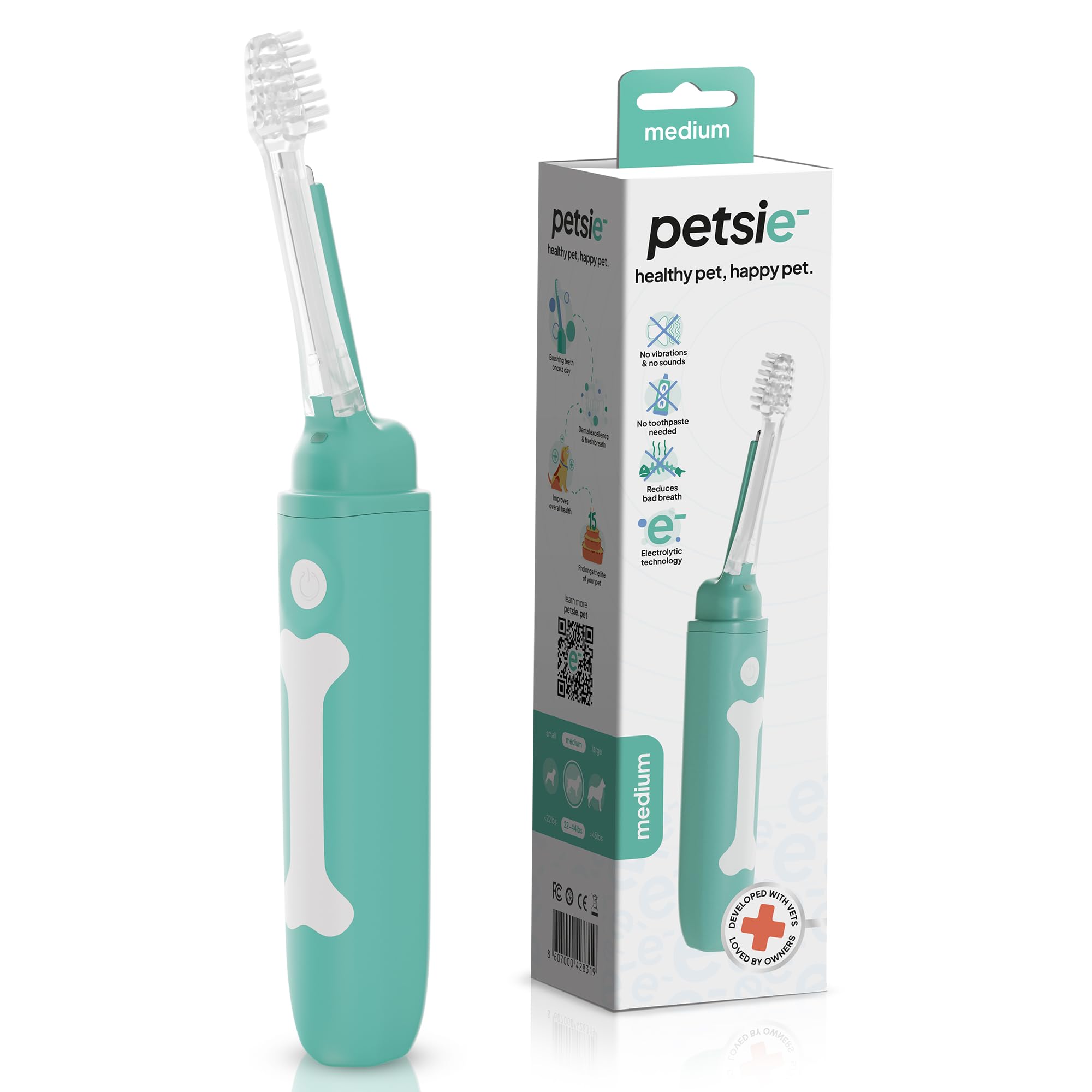 petsie Dog Toothbrush | Innovative Eletrolytic Technology | Improves Oral Health & Reduces Bad Breath | No Vibrations & Silent Teeth Cleaning Brush | No Toothpaste Needed | Dog Teeth Cleaning Kit