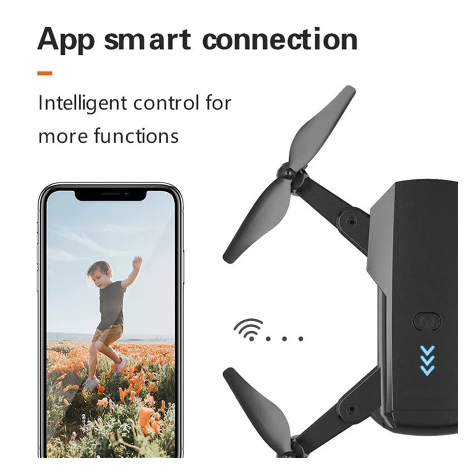 Składany dron Quadcopter Mini RC Drone 4K Podwójna kamera 1080P WiFi Fotografia lotnicza Helikopter Składany quadcopter Drone Zabawka (Kolor : Brak kamery Rozmiar: 1) (4K HD 1)