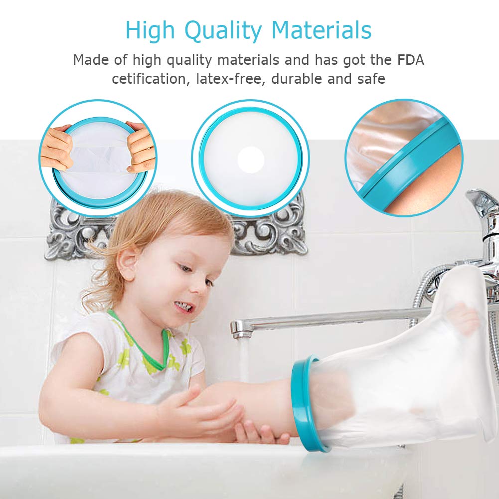 Kids Cast Cover Protector Foot for Shower Bath, Waterproof Cast Keep Cast Bandage Dry, Reusable Watertight Cast Bag for Broken Surgery Foot Wound Burns Ankle Toe(Child Leg 12")