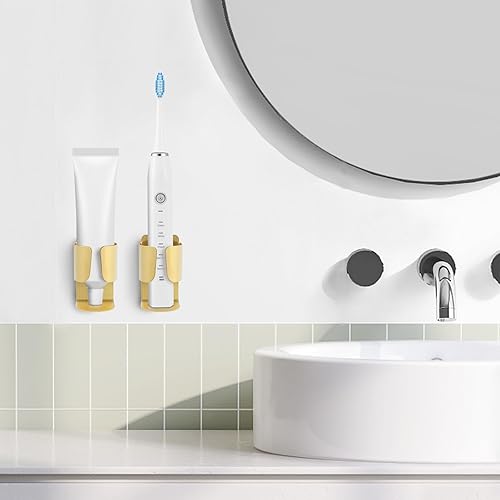 Miniatura 7 de Soporte para cepillos de dientes eléctrico, acero inoxidable 304 montado en la pared, autoadhesivo, organizador de almacenamiento para cepillo de