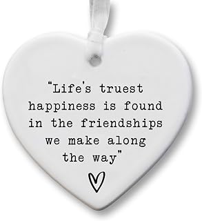 "Lifes Truest Happiness" Quote Ceramic Keepsake Heart Gift | Friendship Gift | Companionship Gift | Family | Friendship | Best Friend