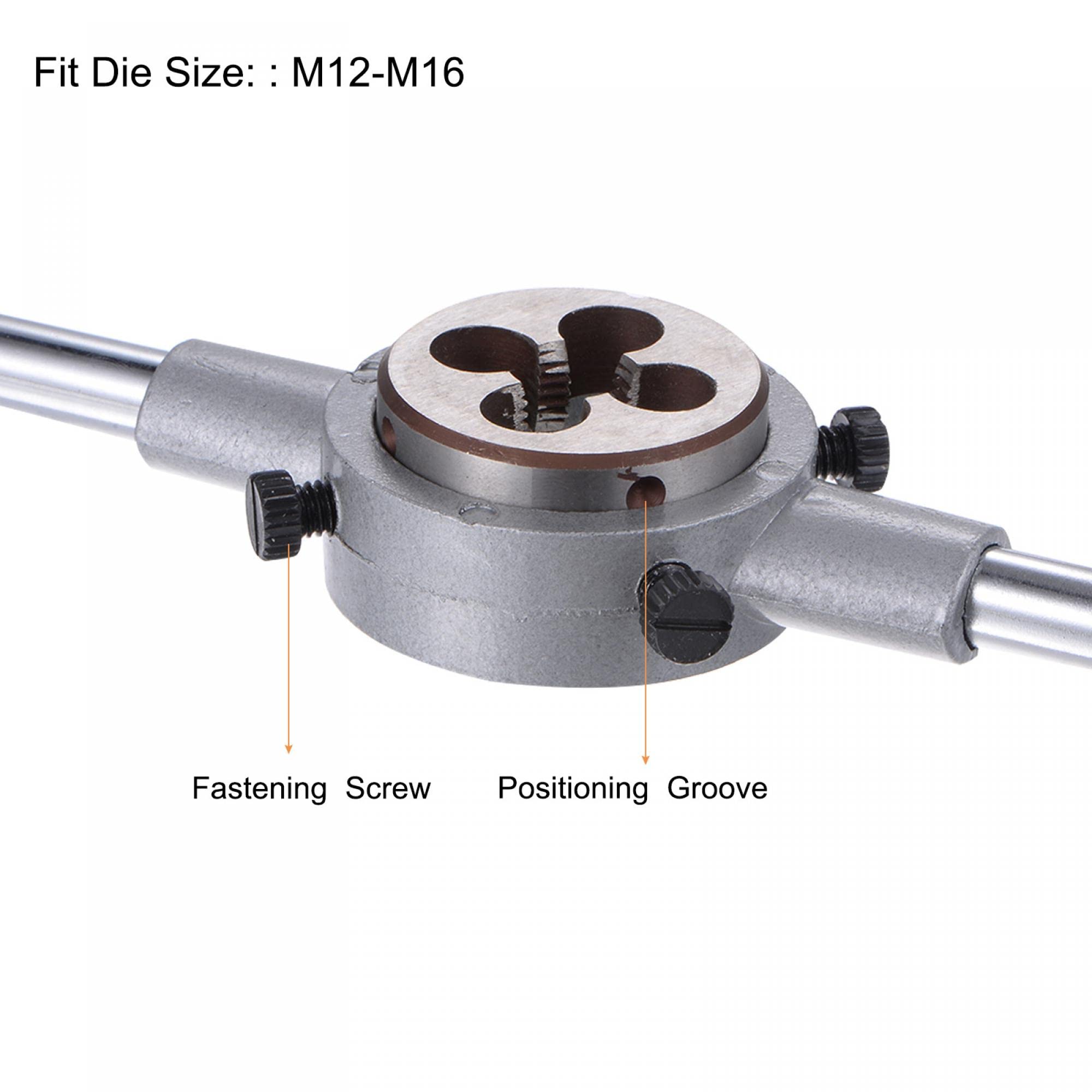 Sourcing Map Filière M12 X 0,75 Ronde + Porte-filière 38mm Réglable Pour M12-M16
