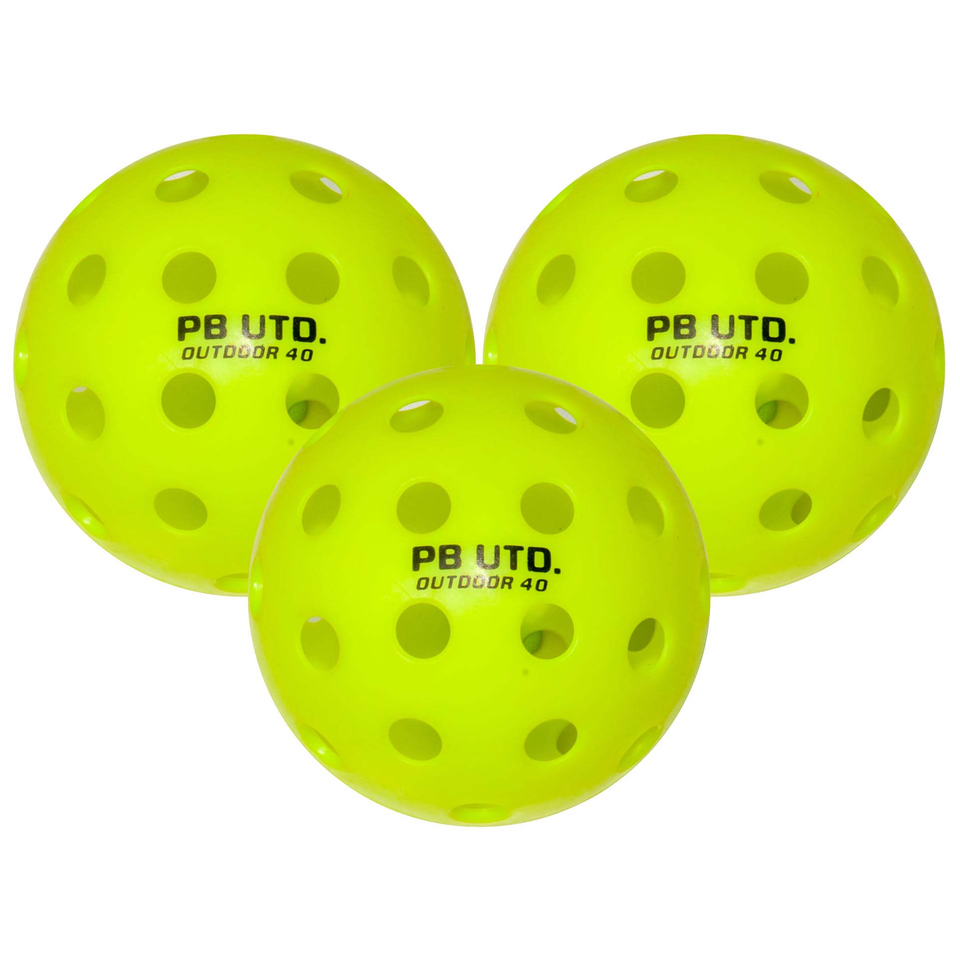 Pickleball United Outdoor Pickleball Balls – Pack of 3 | Durable 40-Hole TPU Balls | High Visibility Neon Green | Weather-Resistant & Lightweight | Tournament Grade Balls for Outdoor Play