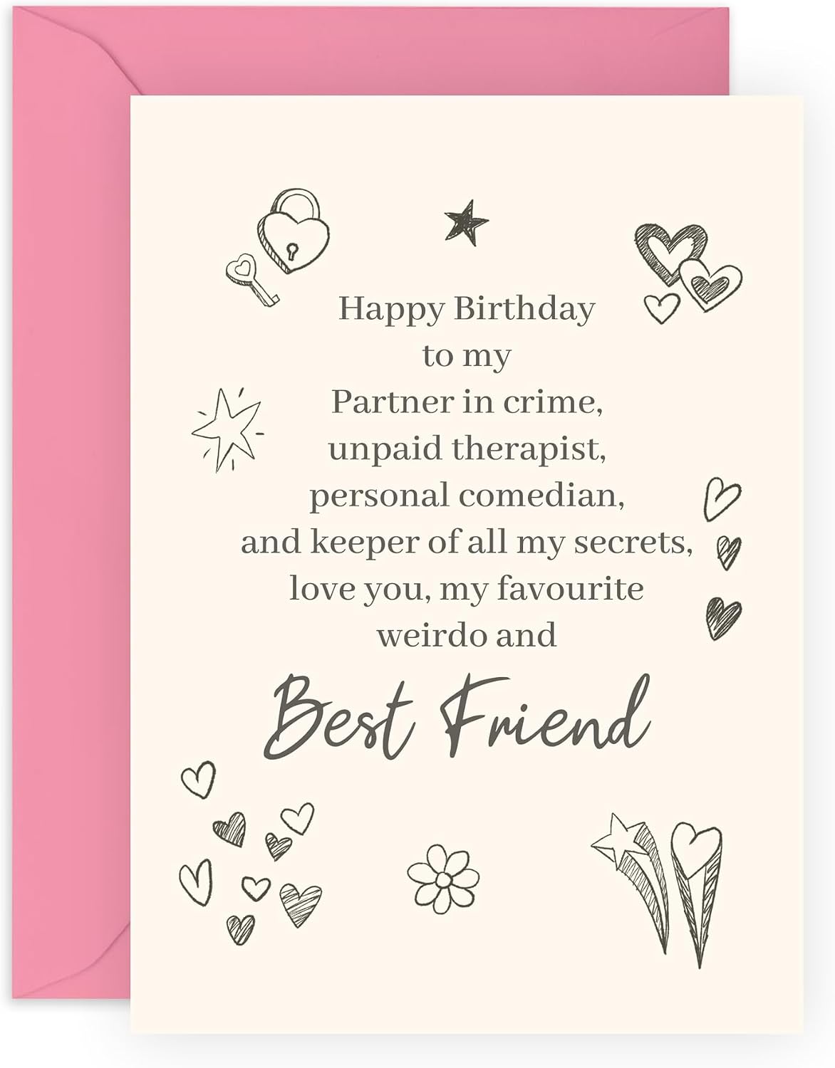 CENTRAL 23 BFF Greeting Card For Her - 'Best Friend Birthday Card - Gifts for Besties, Girlfriends, Her, Sis, Ladies, Women - Celebrating Friendship - Comes with Fun Stickers