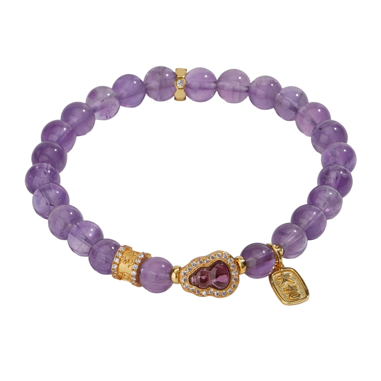 Bracciale in Pietra preziosa di Cristallo Naturale Fatto a Mano, Gioielli con Perline Viola Ametista, Regalo significativo per Le Donne, Compleanno di San Valentino