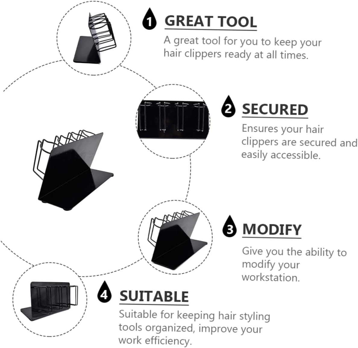 Baluue Hair Clipper Storage Rack Holder for Hair Trimmers Multi-Purpose Organizer for Barbers Stylists and Home Use Prevents Damage and Keeps Tools Organized