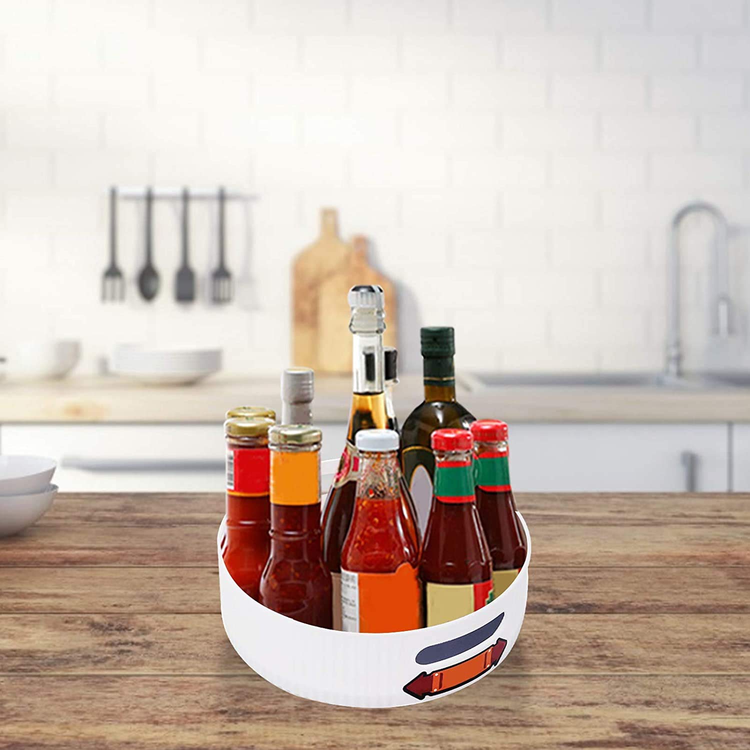 Especiero Giratorio, Especiero De Plástico Giratorio De 360 °, Especiero Para Latas, Especias Y Botellas, Extraíble, Con Mango Ergonómico-X-Large