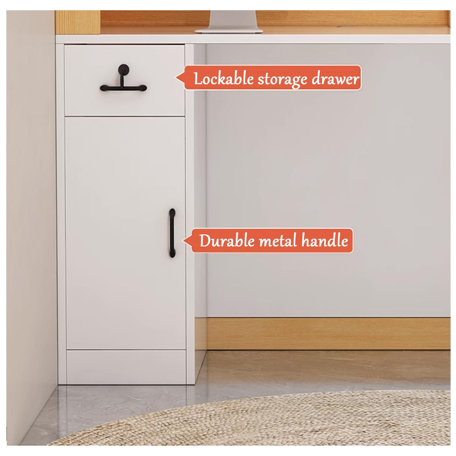 Bancone reception per ufficio, moderno bancone commerciale con passacavi, scrivania in legno per ufficio, negozio, cassa salone (grigio chiaro, destra - 47x17x39 pollici)