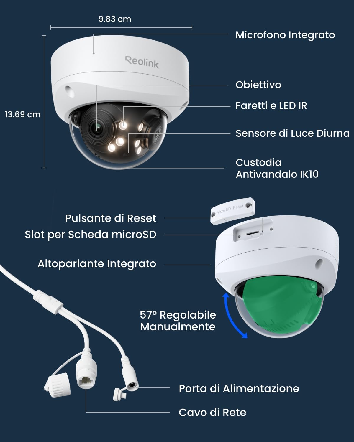 Reolink PoE 16MP Telecamera Esterno, Doppio Obiettivo per Vista Panoramica 180°, Antivandalo IK10, Visione Notturna Infrarossa/a Colori, Rilevamento Uomo/Veicolo/Animale, Audio a 2 Vie, Duo 3V PoE