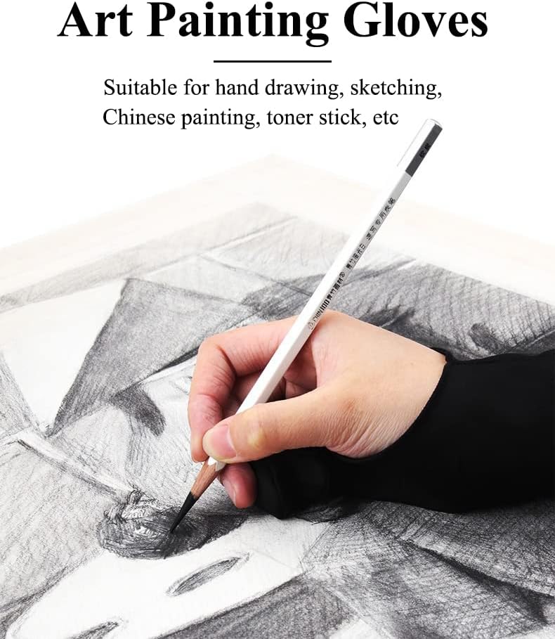 Miniatura 3 de AKOAK 1 paquete de guantes negros de artista de dos dedos, utilizados para pintar, grafiti, bocetos, escritura de pintura al óleo, estudiantes de