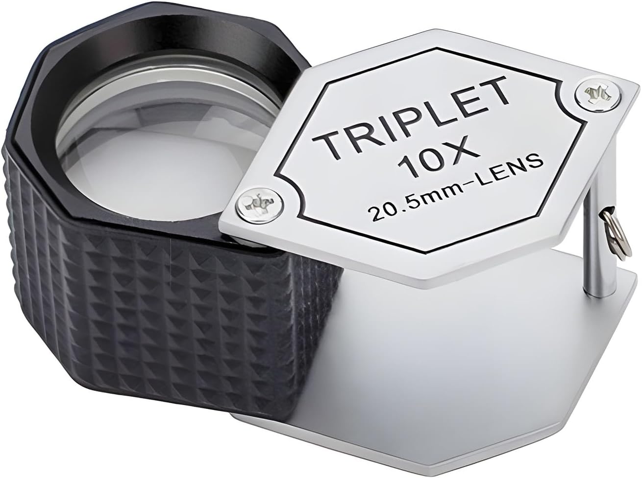 10x Triplet Jewelers loupe Pocket Loupe Magnifier with 20.5mm Triplet Lens Metal Foldable Jewelry Eye Loupe Magnifying Glass for Jewellers, Stamps, Philatelist, Coin Numismatic