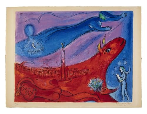 QSDTGHUIKP Marc Chagall Poster Abstract Canvas Prints Vintage Marc Chagall Wall Art Bastille Prison Posters and Prints for Home Wall Decor 16x24in Frameless