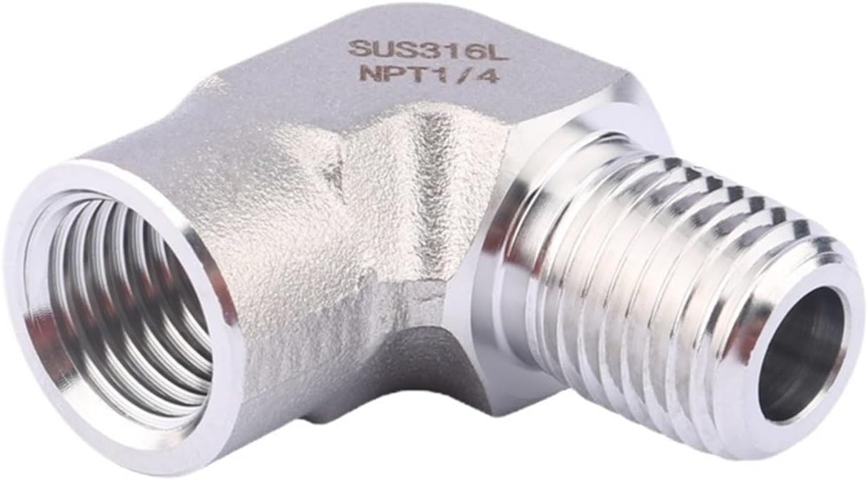 Forged High Pressure 1/8" 1/4" 3/8" 1/2" NPT Female Male Elbow Tee 3 Ways 316L Stainless Steel Pipe Fitting Block Connector(Elbow Male To Male,316-NPT_1/2")