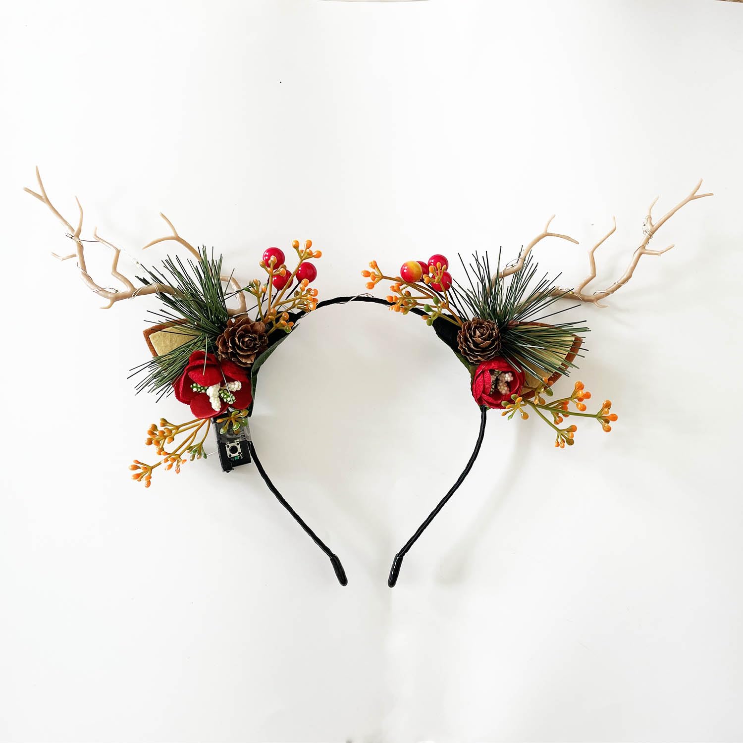 Carufin LED Light up Headwear Glowing Reindeer Antlers Hair Accessories Luminous Tiara Christmas Party Hair Hoop Headband for Women (Colour light B) - Image 3