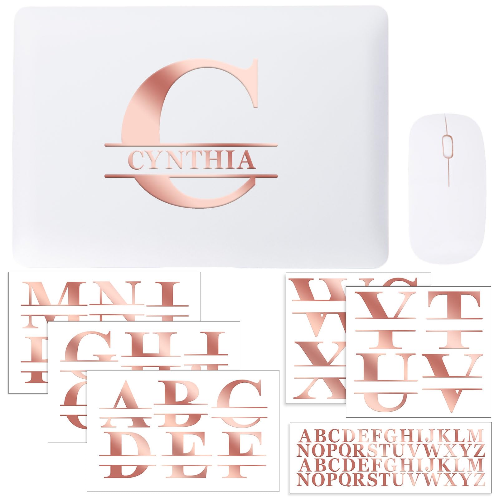 Janlaugh 10 Sheets UV Dtf Cup Wrap Transfer Name Sticker Alphabet Split Letter Monogram Sticker Vinyl Name Decal for Tumbler Laptop Water Bottle