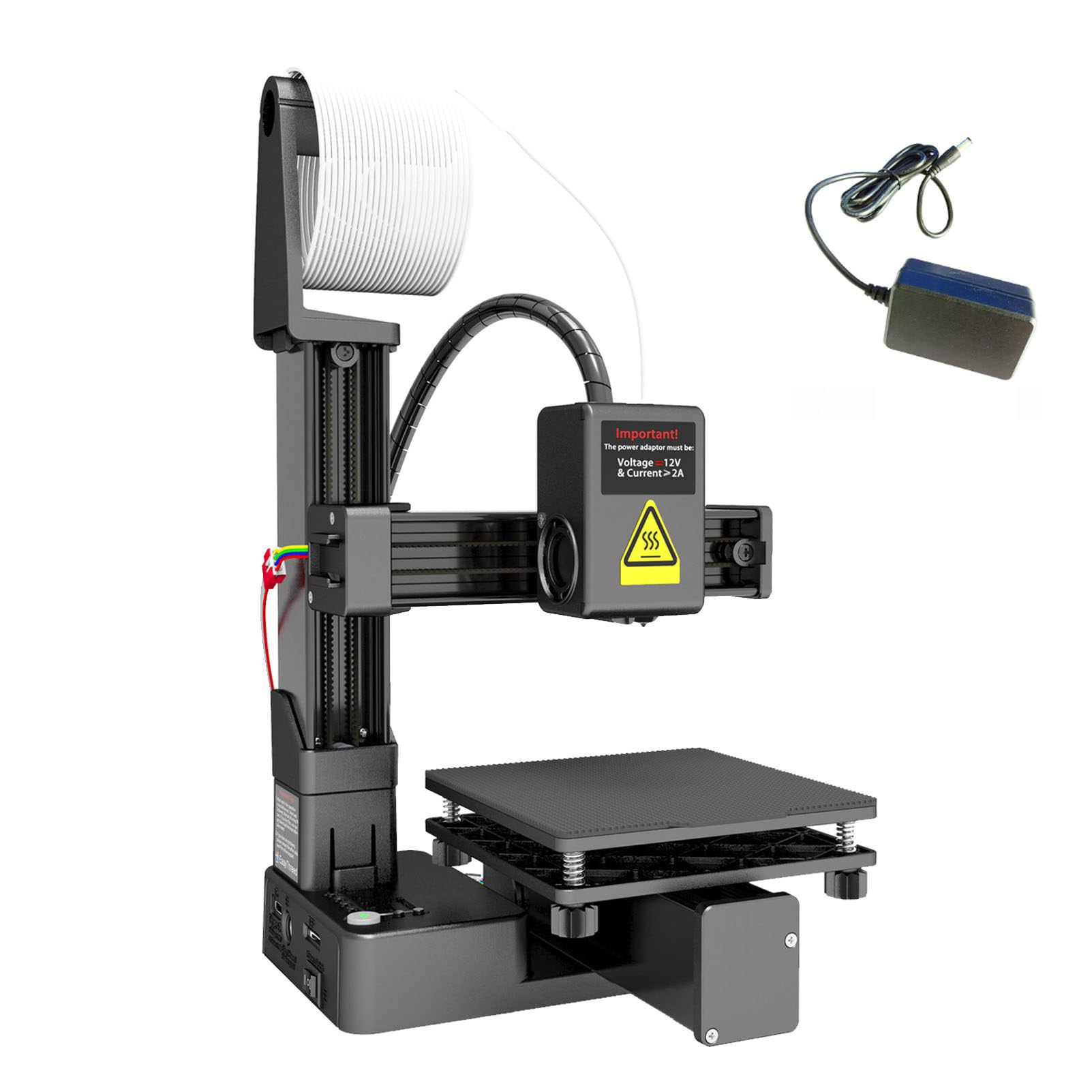 Stampante 3D FDM per Principianti, Facile da Usare E Silenziosa con Piano di Stampa Rimovibile, Dimensioni di Costruzione 100x100x100 mm per Uso Domestico, Didattico E per Bambini Black