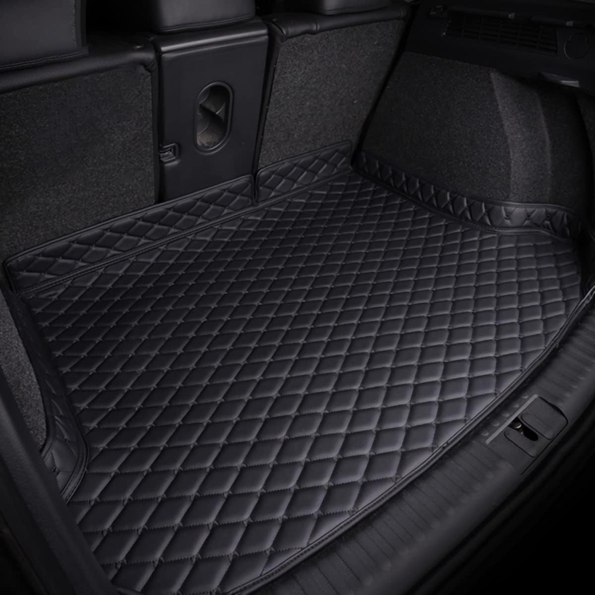 AUTO AAVARAN Premium 7D car Boot mat for Hyundai creta-2024 Onwards | Waterproof and Washable Premium Leatherrete | Color-Black with Black Stitching