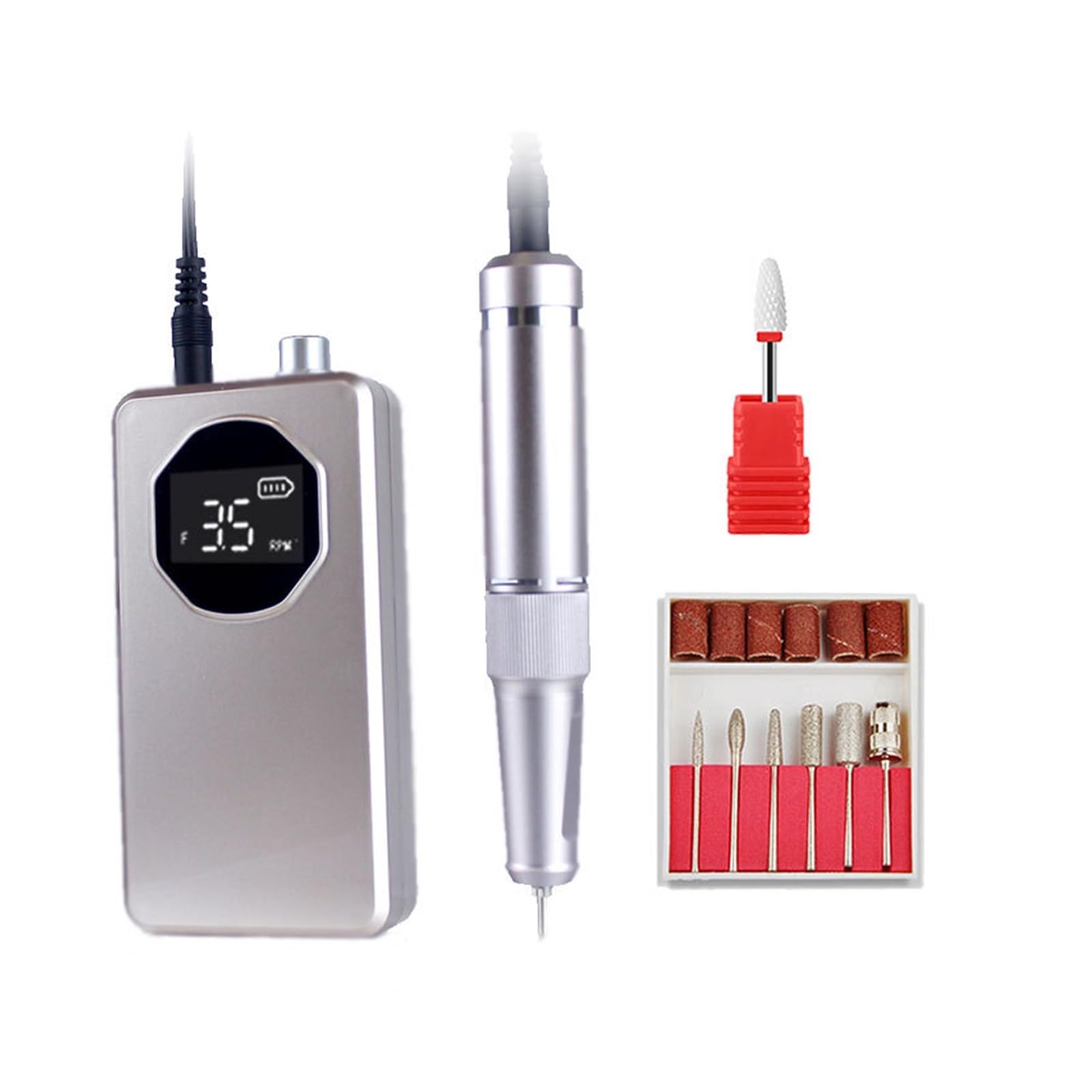 35000RPM Professionelle Elektrische Nagelschleifer for Maniküre Pediküre Wiederaufladbare Schnurlose Nagelbohrmaschine for Gel-entferner ,Geringe Vibration(Gold)