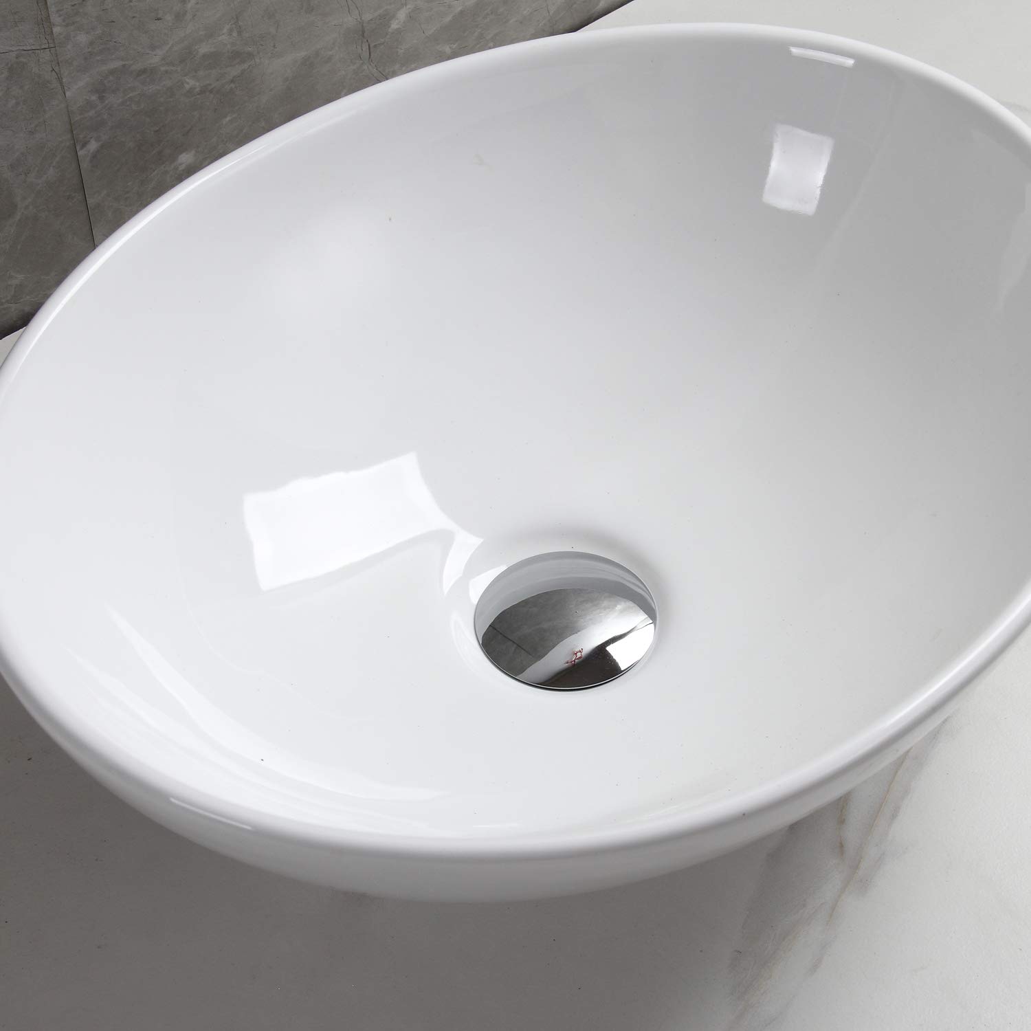 Umywalka nablatowa Ceramiczna umywalka Miska Błyszcząca Biała Owalna Okrągła Umywalka Naczynia Nowoczesny Design do Szatni Łazienkowej Biura