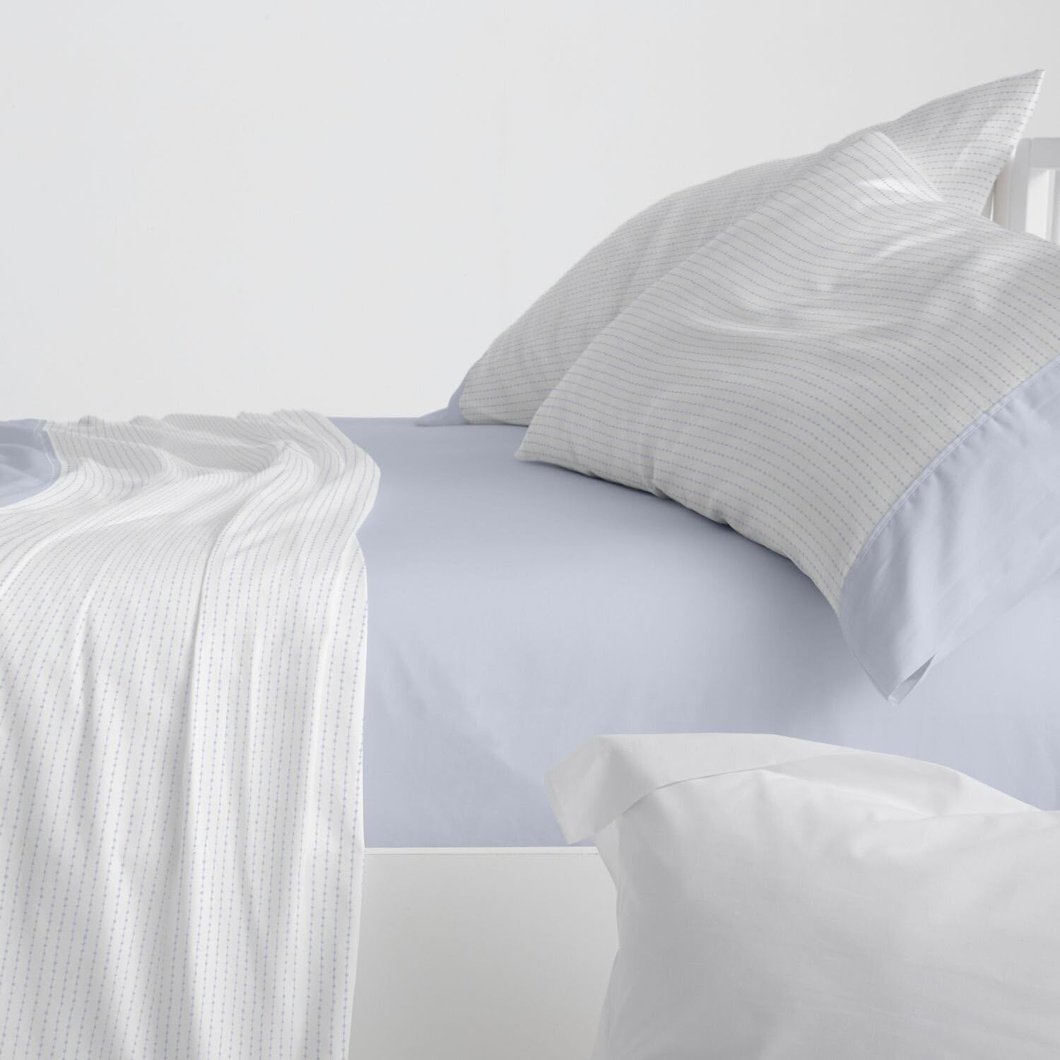 Burrito Blanco | Sábanas de Franela de algodón | Cama de 135cm. (+Medidas Disponibles) | Diseño 573 | Color Azul (135x190/200cm.)