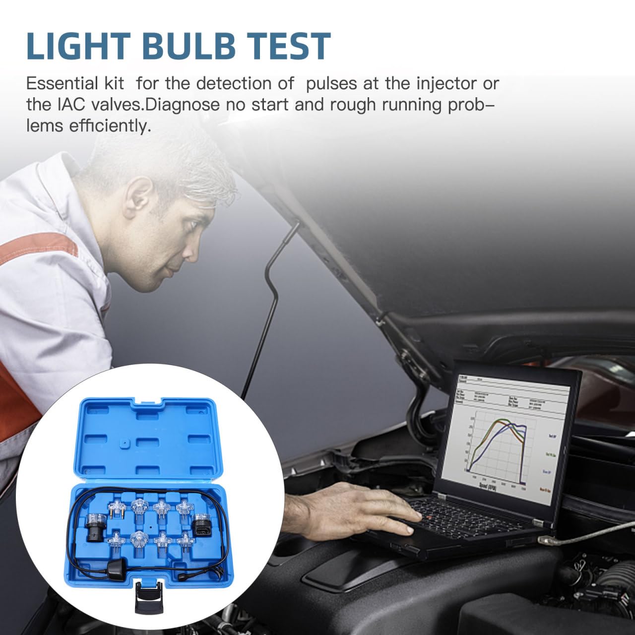 Fahrzeugkreis-Testleuchte Set Multifunktionales Auto Prüflicht Mit Kraftstoffinjektor Tester Inspektionsleuchten Für Elektrische Wartung 9.84X6.50X2.17In