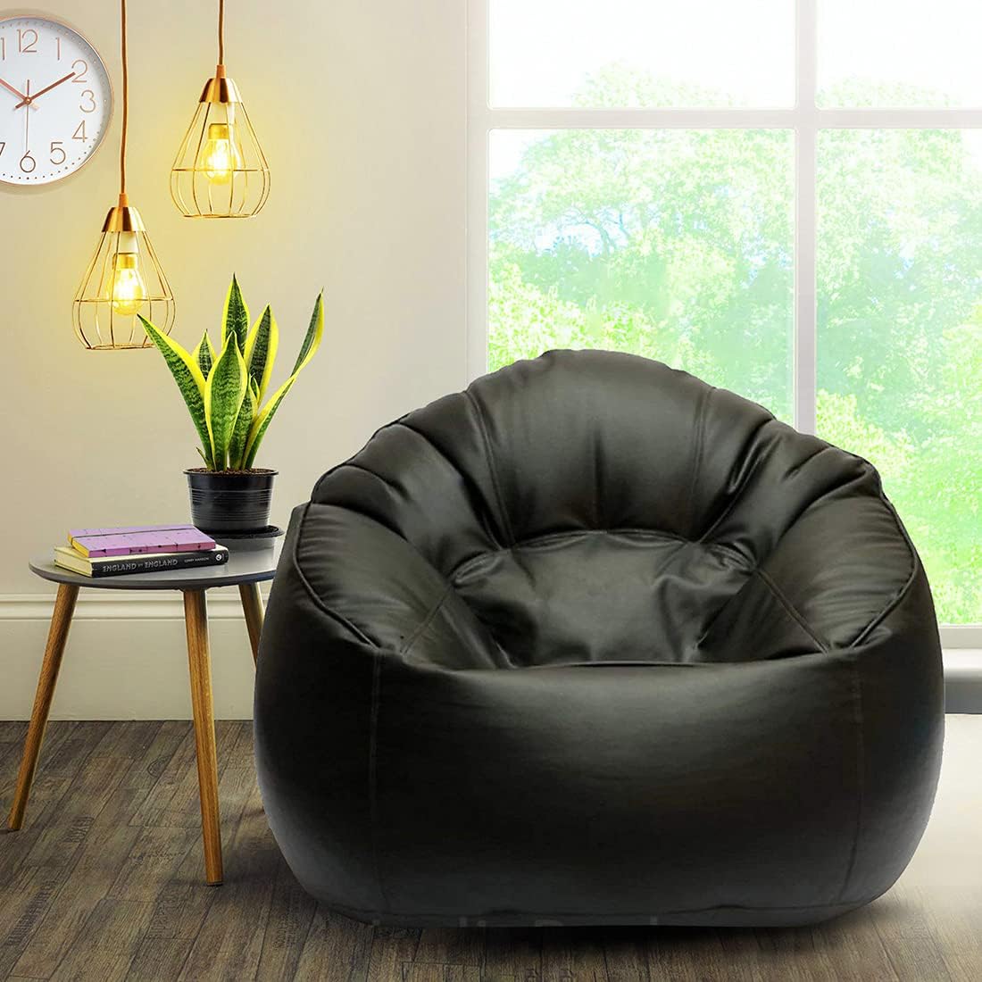 Devogue ChairMuddha Double Color Bean Bag Cover Without Filled Beans for Home/Office/Bedroom/Lounge - XXXL (Black)